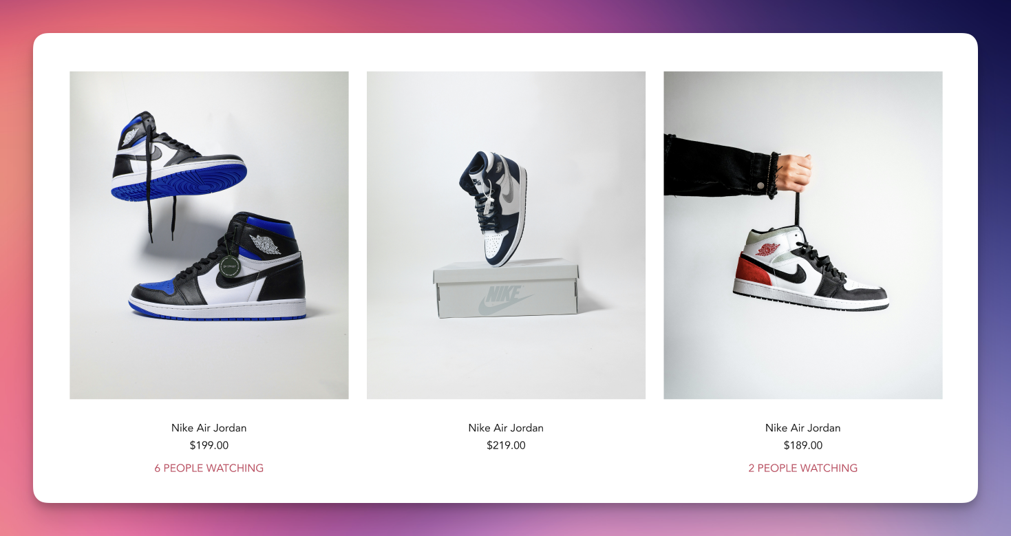 Product live visitor count on a product page